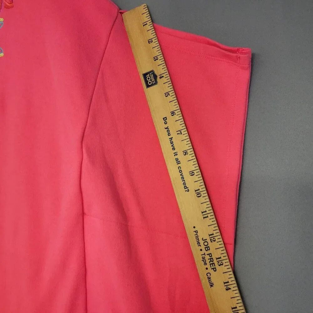 Quaker Factory Kraftan Dress Womens XL Pink Embroidered Sequin Floral Tunic New - Picture 8 of 13